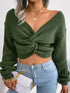 'Lumina' Cropped Cross-Knot Knit Sweater - Celes Fashion